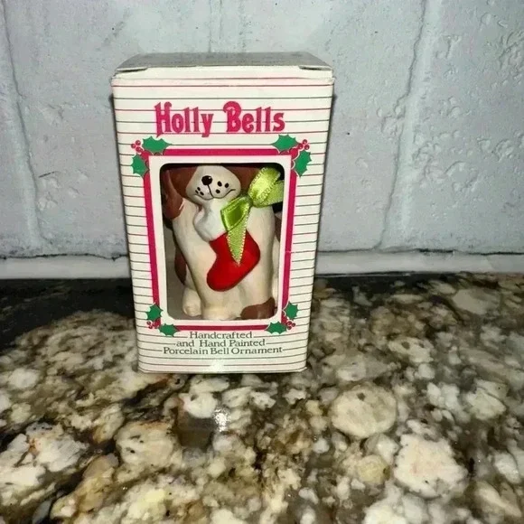 VINTAGE 1986 Holly Bells Dog Christmas Ornament - Picture 13 of 15